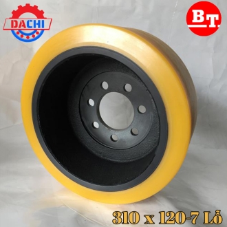 Bánh Xe Nâng Điện PU Hiệu BT 310 X 120mm 7 Lỗ