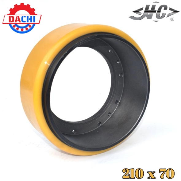 Bánh lái xe nâng điện PU Hangcha 210 x 70mm 10 lỗ