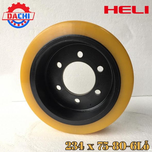 Bánh xe nâng điện Pu Heli 234 x 75-80mm 6 Lỗ