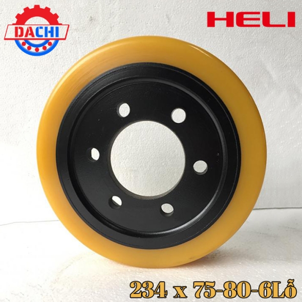Bánh xe nâng điện Pu Heli 234 x 75-80mm 6 Lỗ