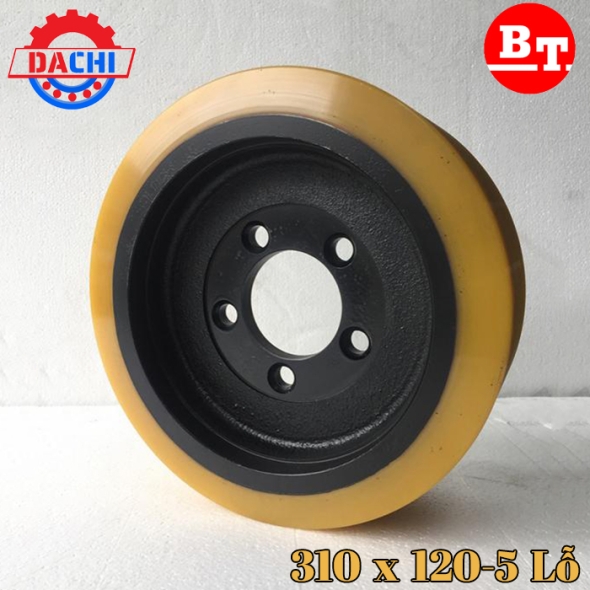 Bánh xe nâng điện PU hiệu BT 310 X 120mm 5 lỗ