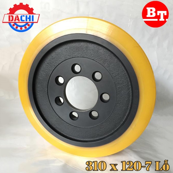 Bánh Xe Nâng Điện PU Hiệu BT 310 X 120mm 7 Lỗ